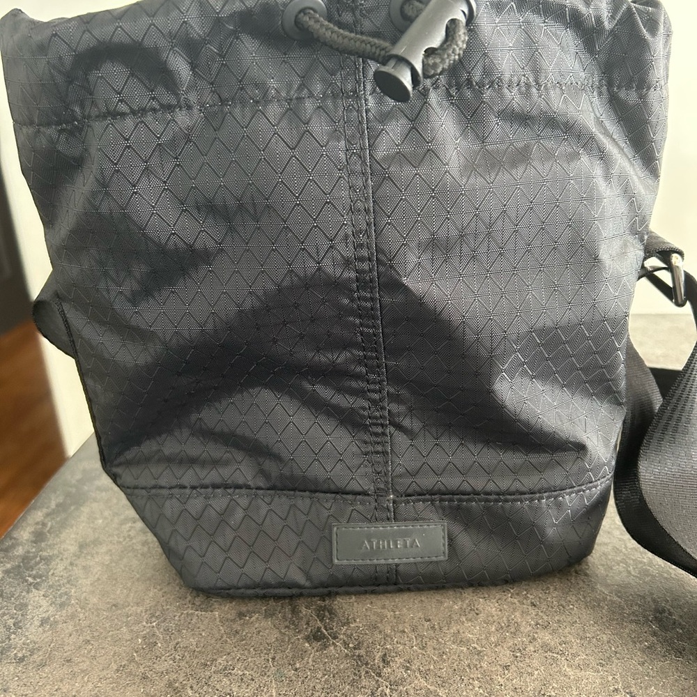 Athleta Black Quilted Messenger Bag